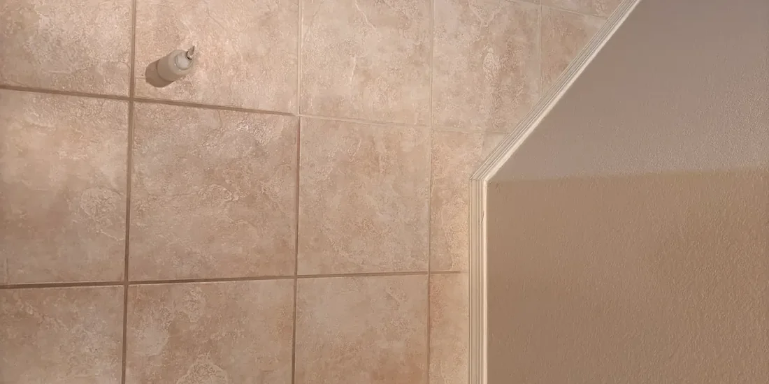 Shower wall tile with clean grout lines